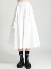 Solid Color High Waist Stitching Loose Casual Skirt