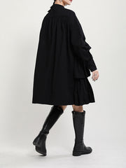 Women Stitching Lapel Long Sleeve Dress