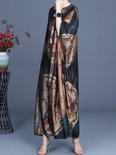 Retro Print Stitching Irregular Dress