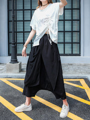 Irregular Solid Color Stitching Loose Casual Pants