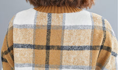 Women Casual Loose Plaid Sweatshirt