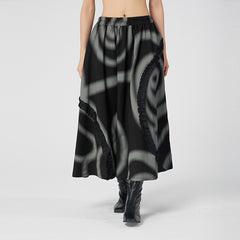 Urban Geometric Printed Splicing A-Line Skirt