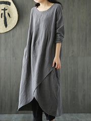 Simple Solid Color Irregular Loose Casual Dress
