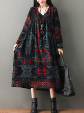 Vintage Floral Ramie Cotton V-neck Maxi Dress