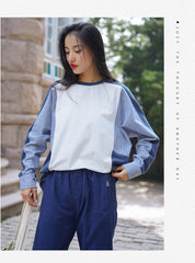 Women Round Neck Long Sleeve Loose Casual Sweatshirt