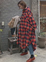 Plaid Long Sleeve Shirt Dress