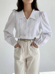Women Simple Retro Lapel Shirt