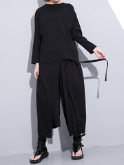 Women Tethered Elastic High Waist Casual Pants