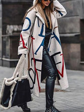 Casual Irregular Printed Lapel Midi Outerwear