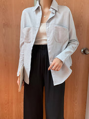 Solid Color Lapel Loose Shirt