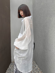 See Through Big Pocket Bat Loose Shirt