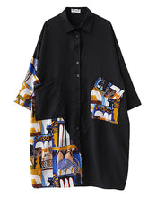 Original Cartoon Printed Round-Neck Shirt Dress