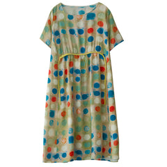 Retro Polka Dot Print Loose Midi Dress