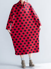 Women High Collar Thick Printed Casual Dress