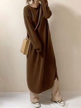 Knit Round Neck Long Sleeve Midi Dress