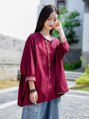 Vintage Loose Handmade Button Cropped T-Shirt