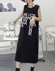 Round Neck Letter Printed Vest Maxi Dress