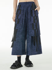 Wide Leg Roomy Elasticity Streamer Casual Pants Bottoms Ninth Pants