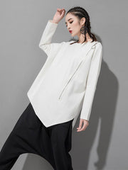 Loose Solid Color Cropped Zipper T-Shirt