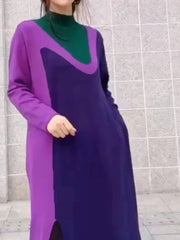 Fashion Matching Color Casual Dress