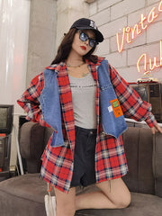 Spliced Loose Casual Long-Sleeved Cardigan Top