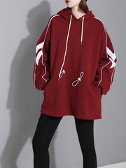 Women Drawstring Loose Pullover Sweatshirt