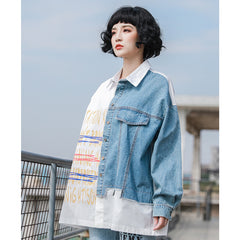 Stitched Denim Loose Shirt