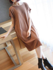 Loose Solid Color Knitting Split-Side Dress