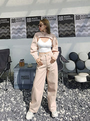 Women Hollow Casual Jeans Suit
