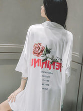 Rose Print Loose V-Neck Shirt Pajamas