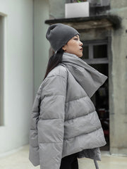 Simple Solid Color High-Neck Down Jacket
