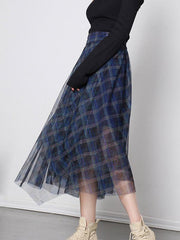 Fashionable Sexy Plaid Empire A-Line Gauze Skirt