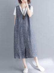 Casual Solid Split-front Wide Straps Midi Dress