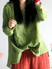 Vintage Round-Neck Batwing Sleeve Tops