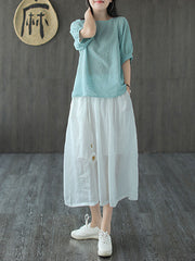 Artistic Retro Hollow Solid T-Shirts Tops