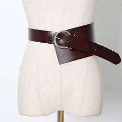 Women Versatile Solid Color Ring Wide Belt