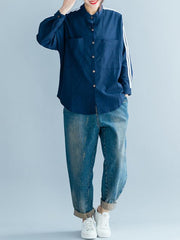 Loose Strip Cropped Shirt