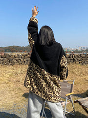 Women Retro Stand Collar Printed Loose Casual Coat