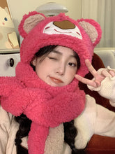 Dplush Bear Hat Scarf Glove In One