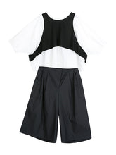 Three Piece Original Solid Vest& T-Shirt&Wide Leg Shorts