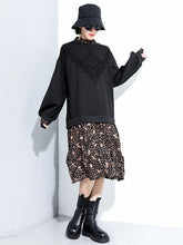 Women Round Neck Pullover Stitching Dress