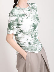 Women Slim Slimming Tie Dye Printing Casual T-Shirt