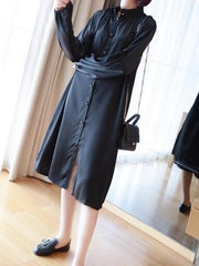 Vintage Lantern Sleeved Chiffon Blouse Dress