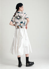 Retro Solid Color Irregular Pleated Casual Skirt