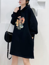 Hooded Simple Print Loose Sweatshirt