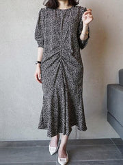 Cropped Floral Loose Plus Size Midi Dresses