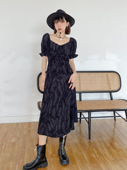 High Waisted Square Neck Splited Maxi Dress