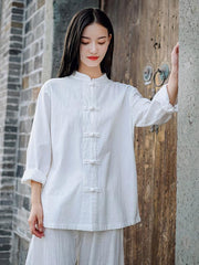 Retro National Style Button Shirt