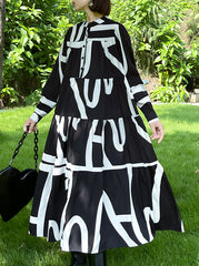 Striped Printed Loose Maxi Dress