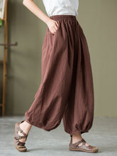 Solid Color Elastic Waist Loose Casual Pants